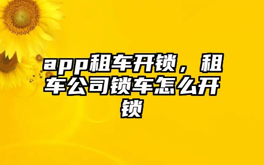 app租車開鎖，租車公司鎖車怎么開鎖